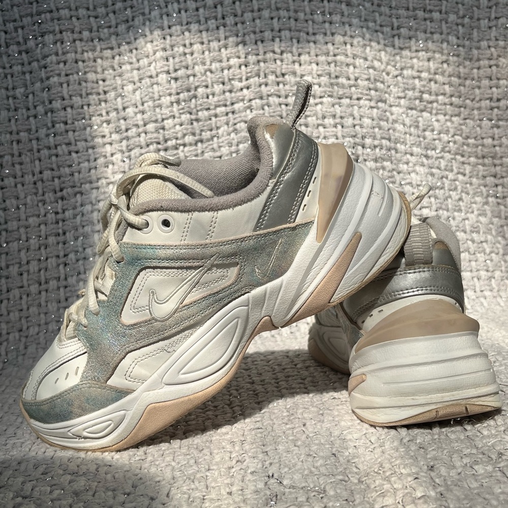 Nike M2K Tekno Iridescent White Blue Platform Shoes AO3108-103 Women's Size 7